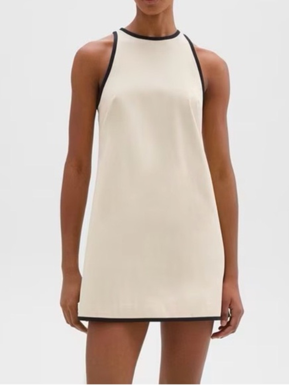 NWT Theory ‘Shift Dress in Organic Cotton’ in “Sand/Black” Size 12 - Picture 2 of 16